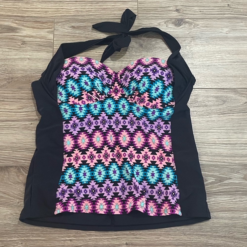 Catalina - Multicolored patterned tankini Halter bathing suit top